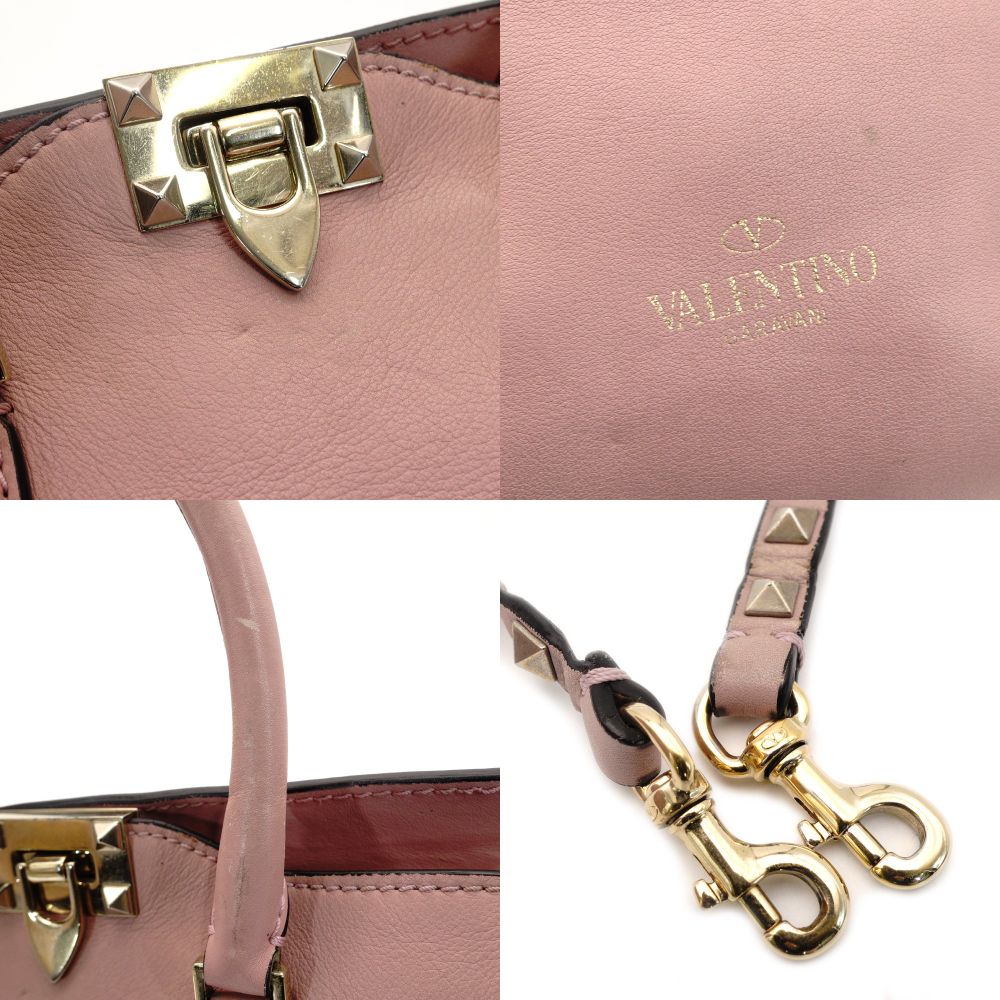 Valentino Garavani Stud Handbag Pink 2Way Leather Crossbody 7-9-634
