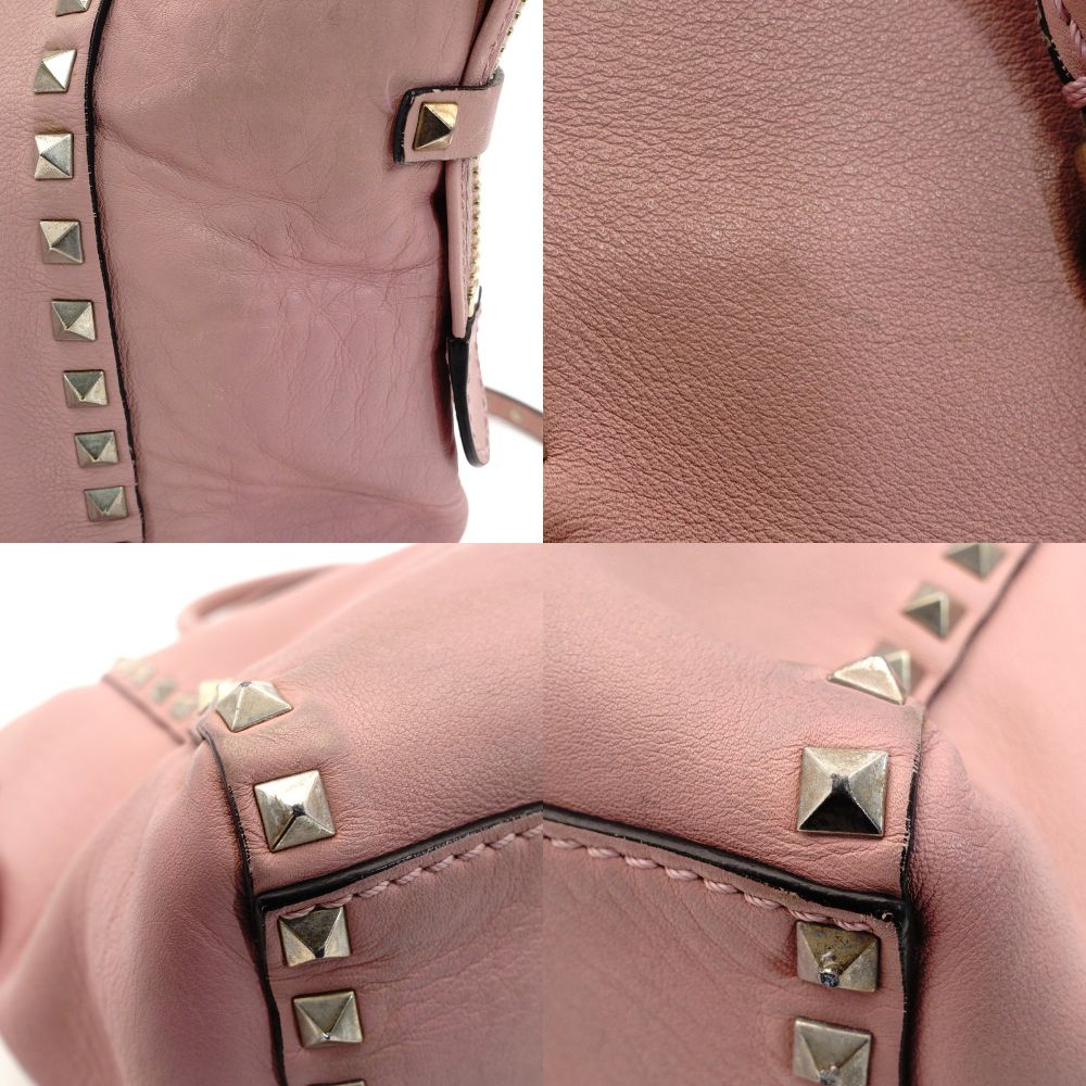 Valentino Garavani Stud Handbag Pink 2Way Leather Crossbody 7-9-634