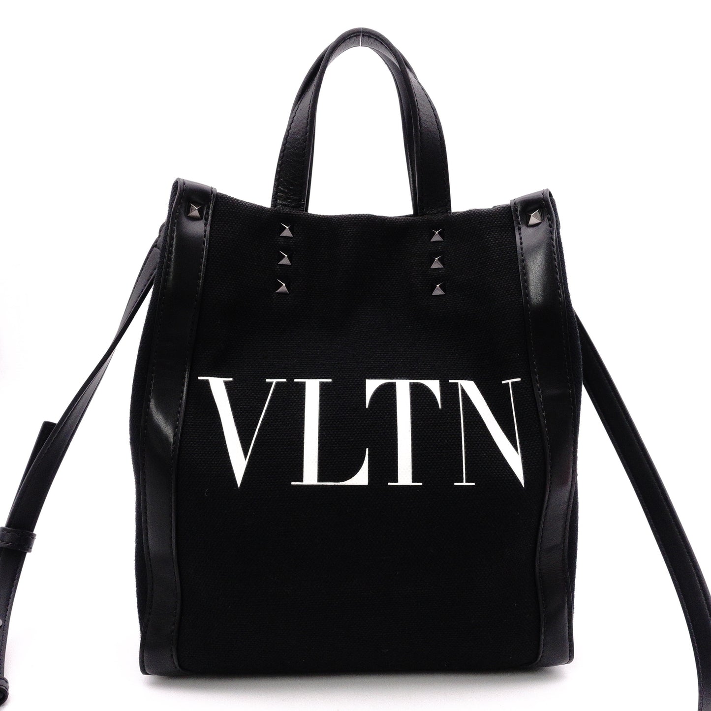 Valentino Garavani VLTN Handbag, Canvas, Black, Women's, 2-Way Crossbody