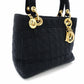Christian Dior Lady Dior Handbag Black Nylon Gold Hardware Cannage R801996