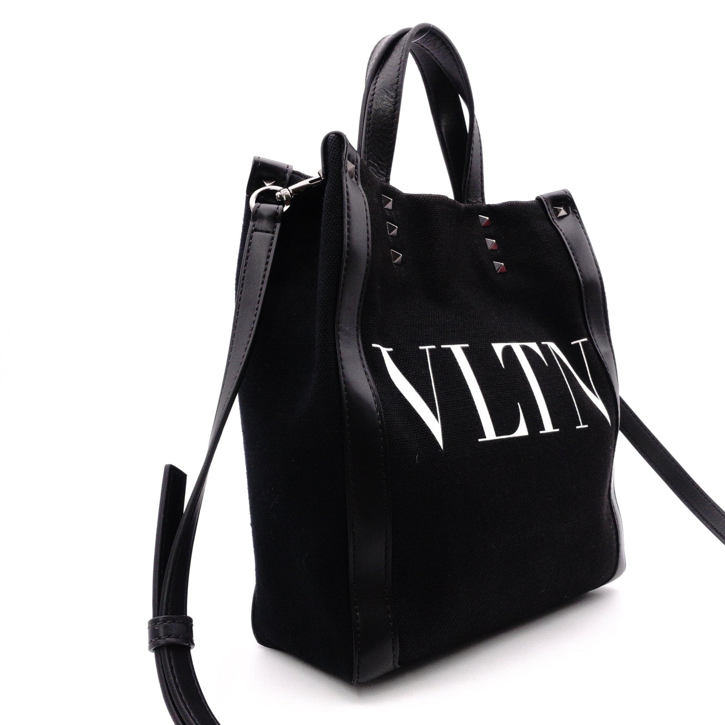 Valentino Garavani VLTN Handbag, Canvas, Black, Women's, 2-Way Crossbody