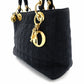 Christian Dior Lady Dior Handbag Black Nylon Gold Hardware Cannage R801996