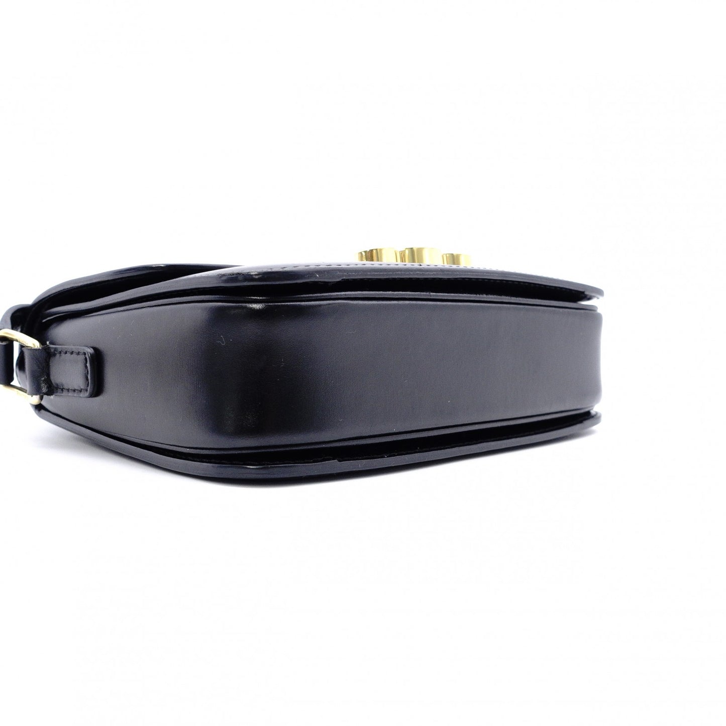 CELINE Teen Triomphe Shoulder Bag, Leather, Black with Gold Hardware