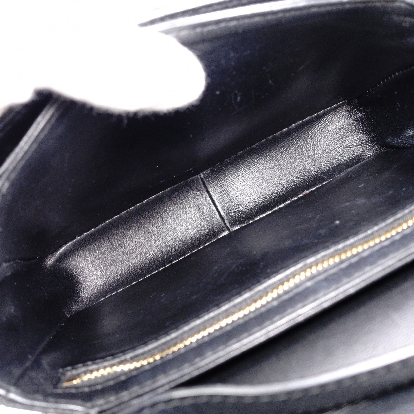 CELINE Teen Triomphe Shoulder Bag, Leather, Black with Gold Hardware