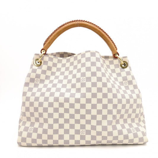 LOUIS VUITTON Artsy MM Handbag, Leather/PVC, White, Shoulder Bag