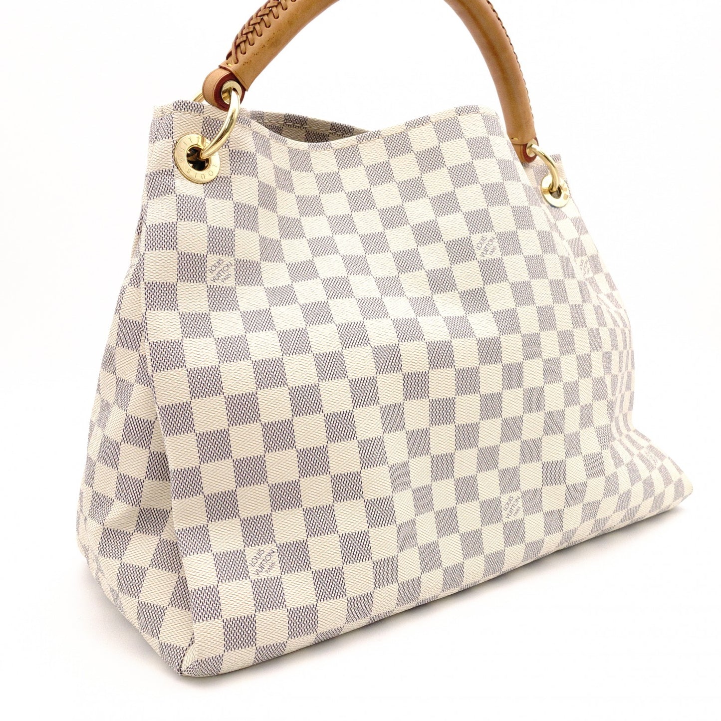 LOUIS VUITTON Artsy MM Handbag, Leather/PVC, White, Shoulder Bag