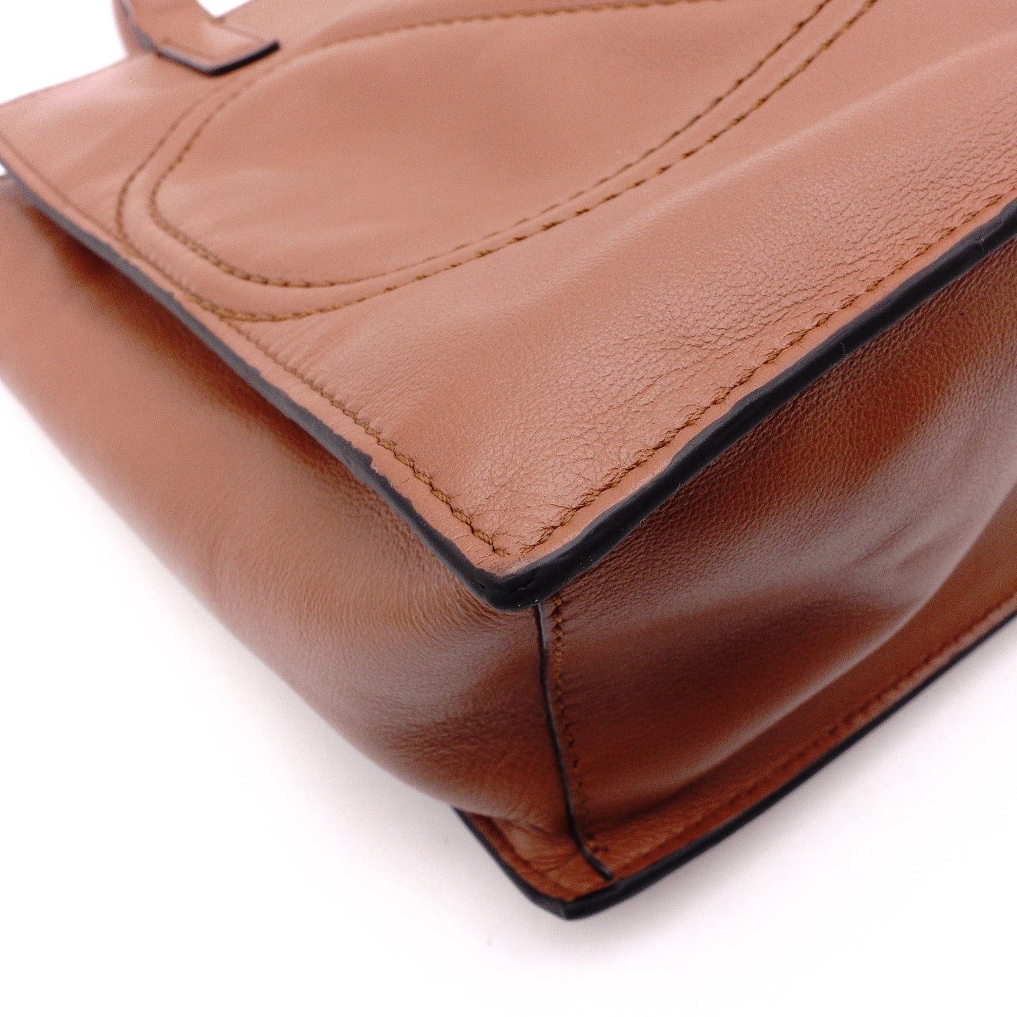 Valentino Garavani V Logo Handbag, Leather, Brown, 2-Way, Gold Hardware, Crossbody, Logo