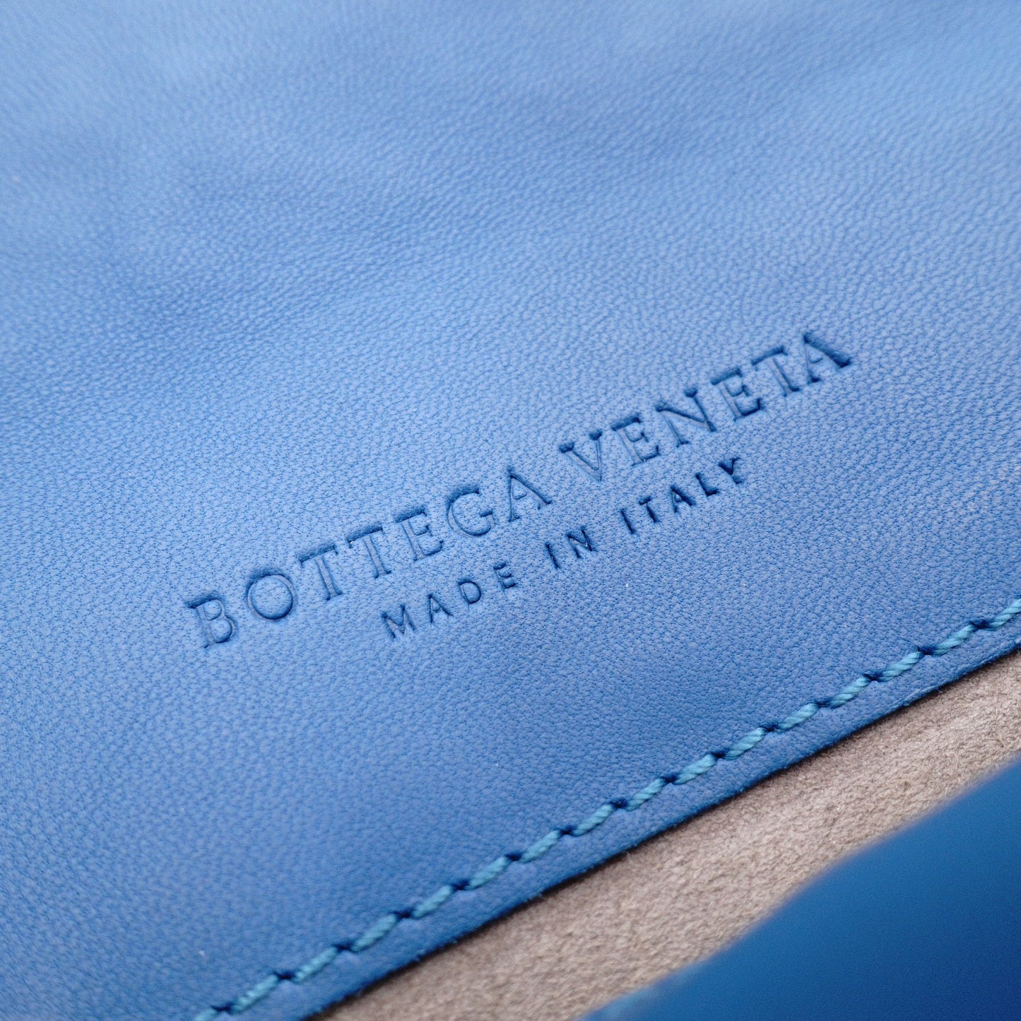 BOTTEGAVENETA Intrecciato Shoulder Bag, Leather, Blue