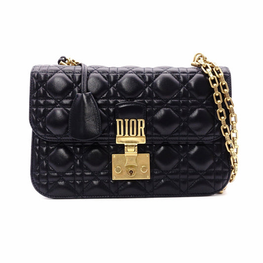 DIOR Dior Addict Chain Shoulder Bag, Leather, Navy, Women's, Crossbody, Gold Hardware