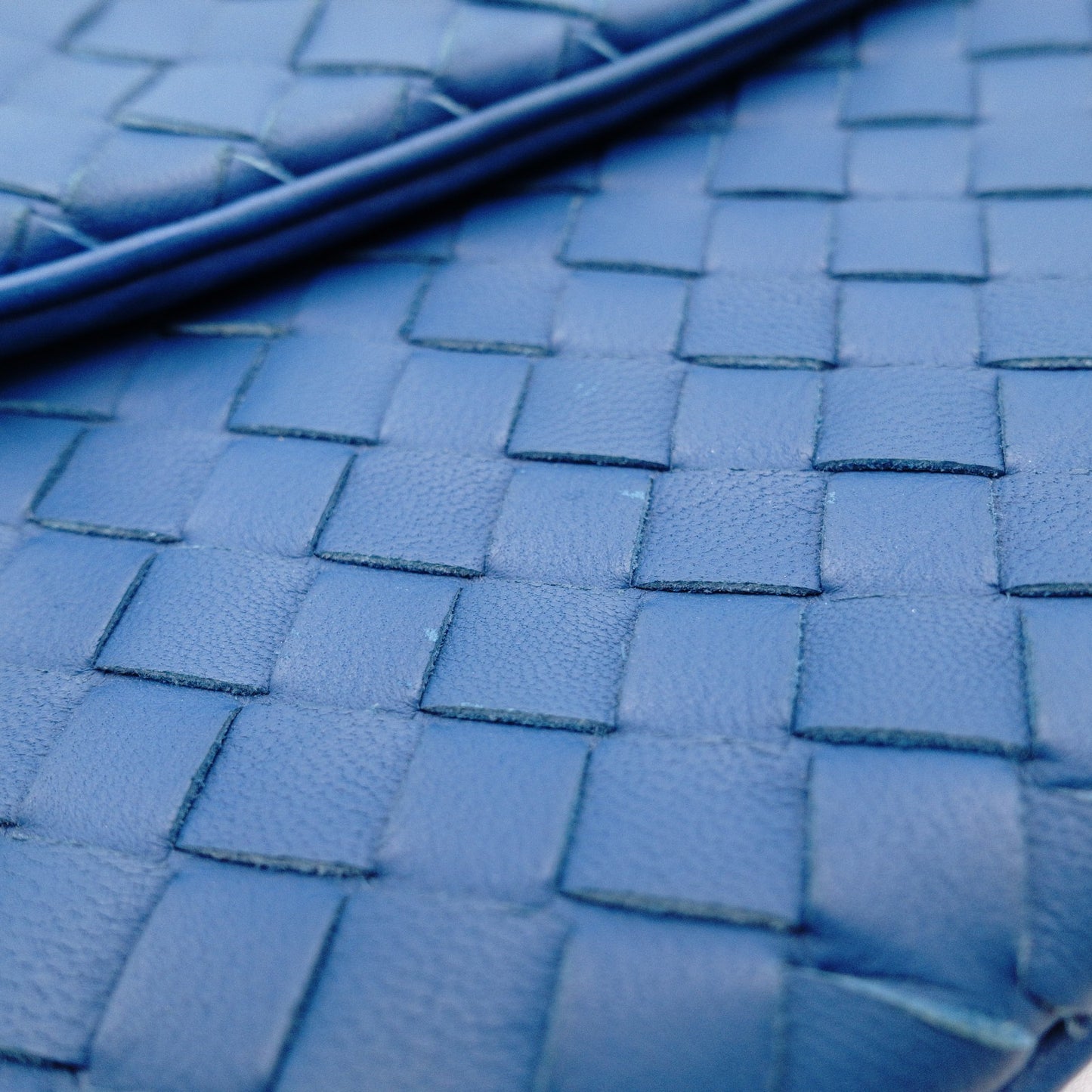 BOTTEGAVENETA Intrecciato Shoulder Bag, Leather, Blue