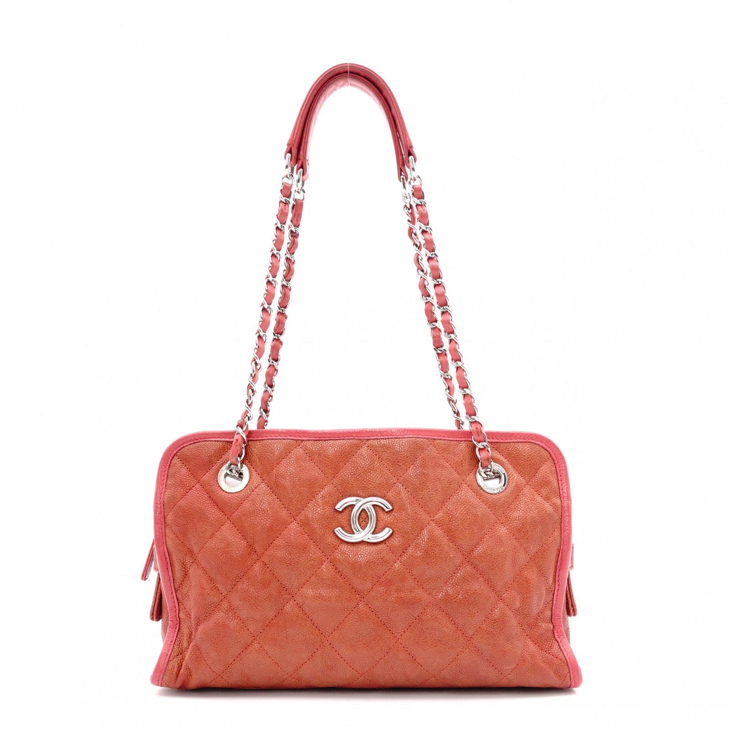 CHANEL Caviar Skin French Riviera Matelassé Shoulder Bag, Leather, Red