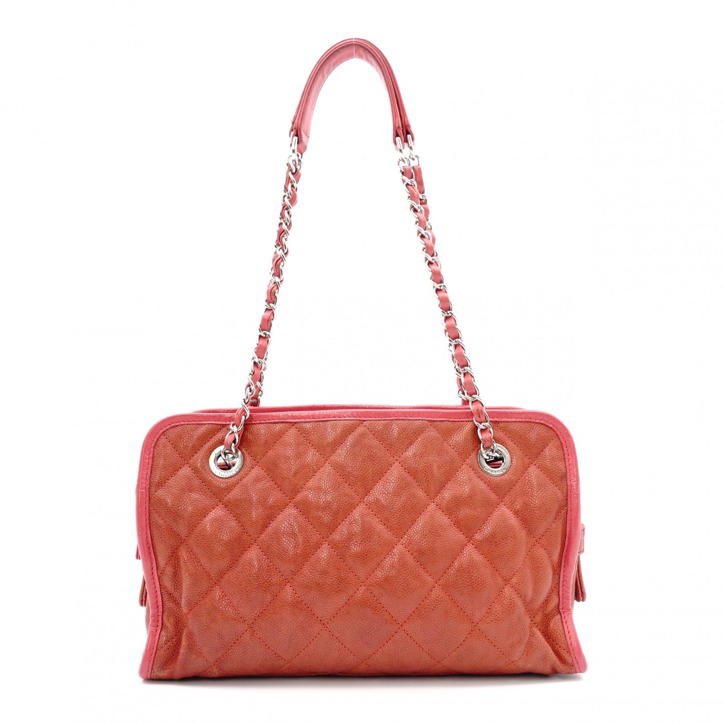 CHANEL Caviar Skin French Riviera Matelassé Shoulder Bag, Leather, Red