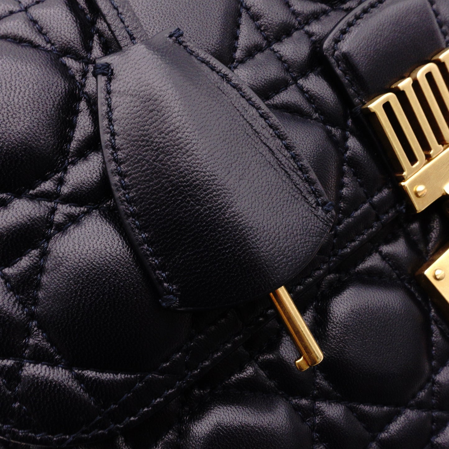 DIOR Dior Addict Chain Shoulder Bag, Leather, Navy, Women's, Crossbody, Gold Hardware