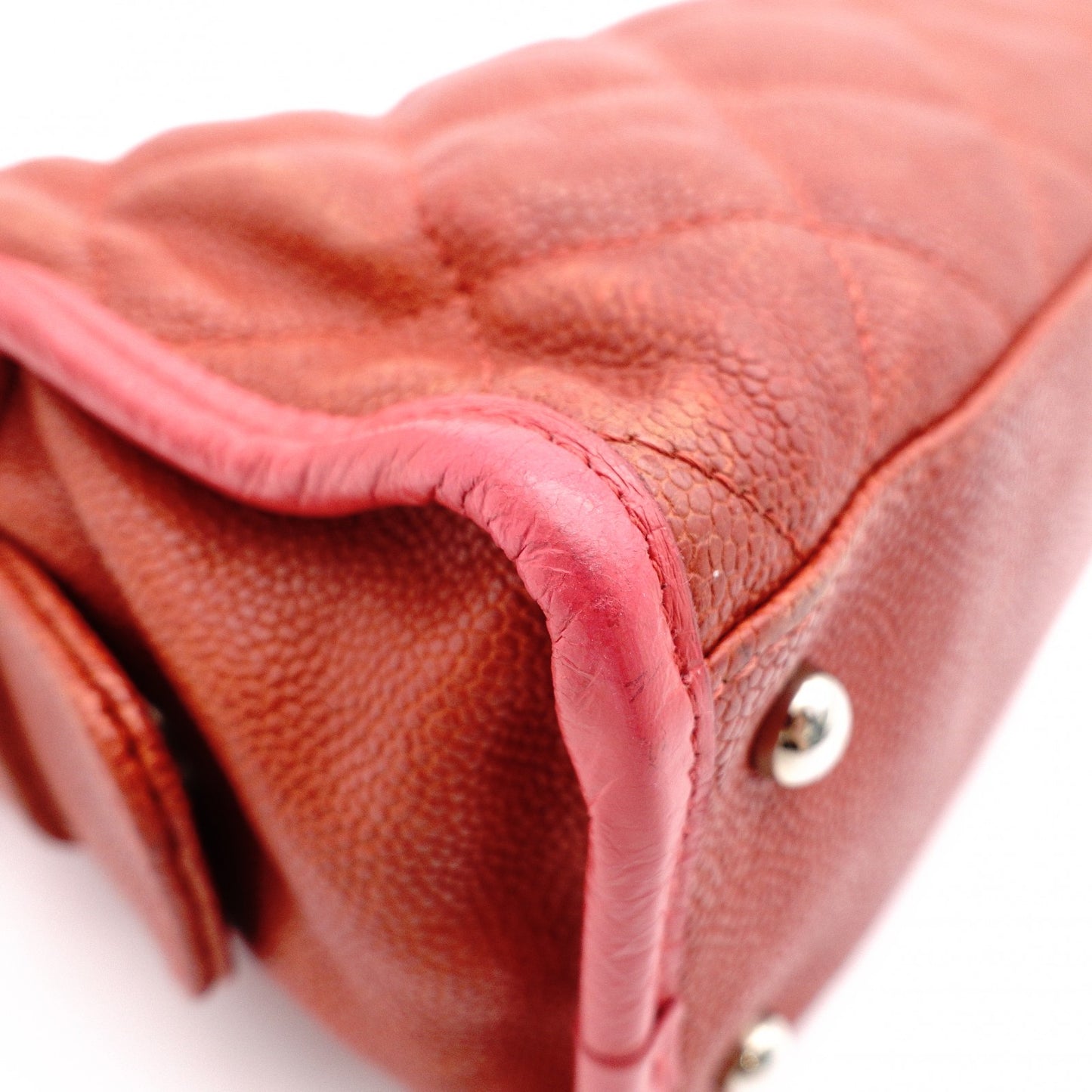 CHANEL Caviar Skin French Riviera Matelassé Shoulder Bag, Leather, Red