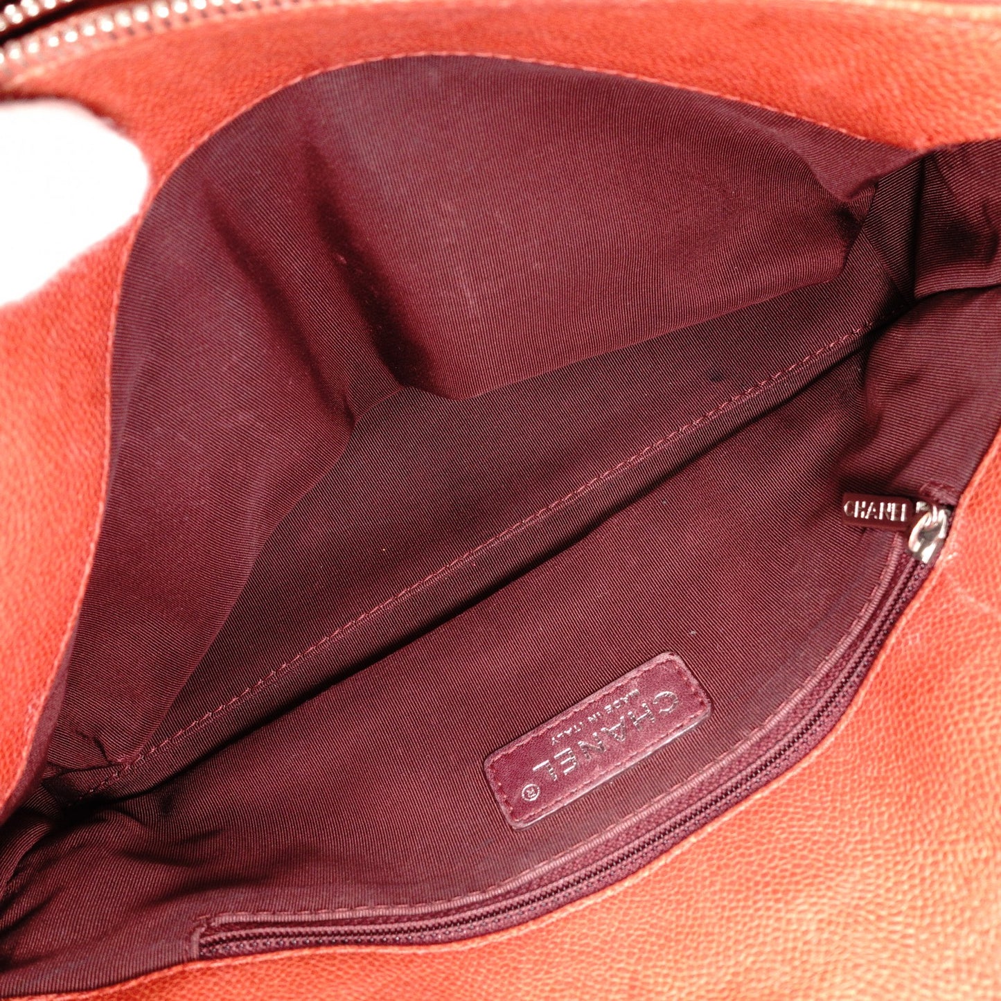 CHANEL Caviar Skin French Riviera Matelassé Shoulder Bag, Leather, Red