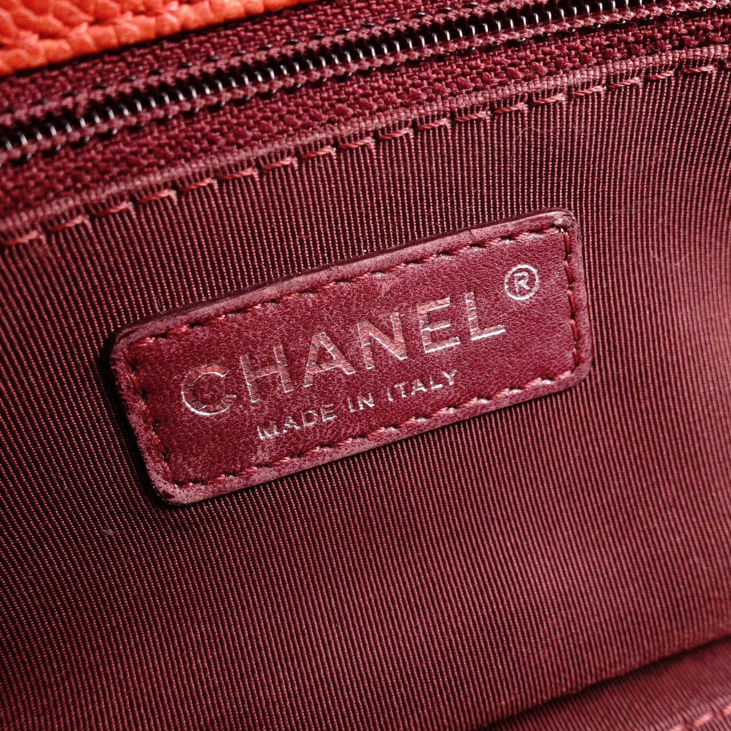 CHANEL Caviar Skin French Riviera Matelassé Shoulder Bag, Leather, Red