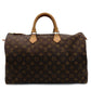 Louis Vuitton Speedy 40 Monogram Canvas Handbag Brown PVC Leather 7-9-518