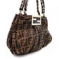 FENDI Mia Chain Bag Zucca Tote Bag, Canvas/Leather, Brown Tones, Gold Hardware