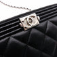 CHANEL Lambskin Boy Chanel Shoulder Bag, Leather, Black, Women's, Silver Hardware, CC Logo