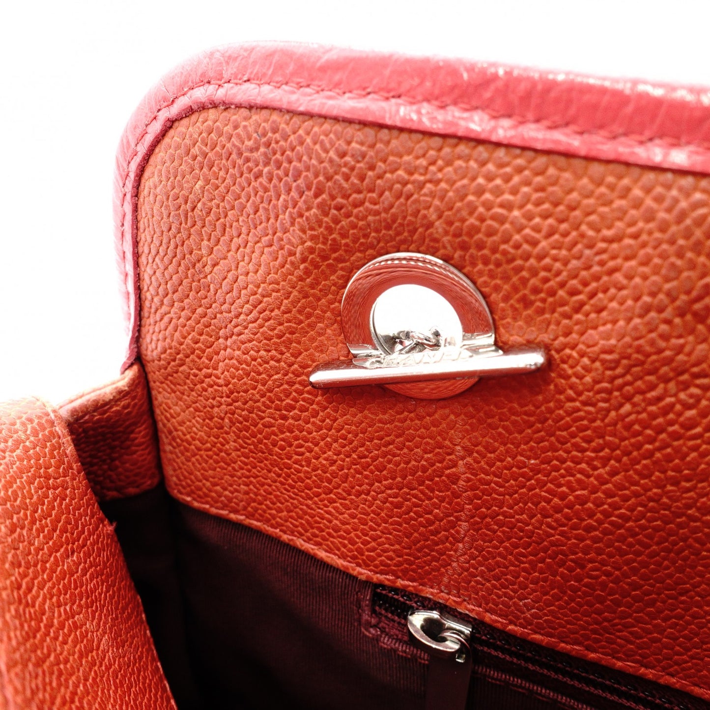 CHANEL Caviar Skin French Riviera Matelassé Shoulder Bag, Leather, Red