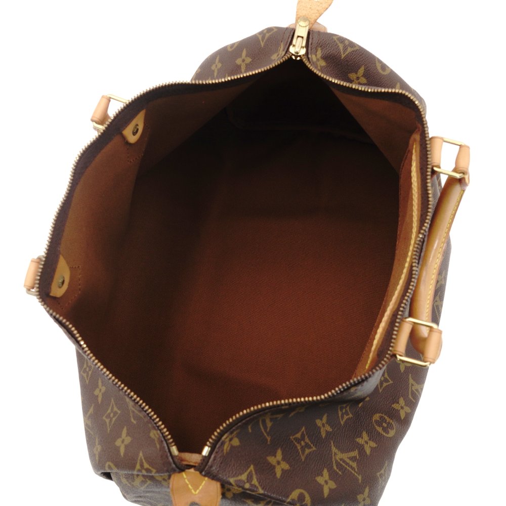 Louis Vuitton Speedy 40 Monogram Canvas Handbag Brown PVC Leather 7-9-518