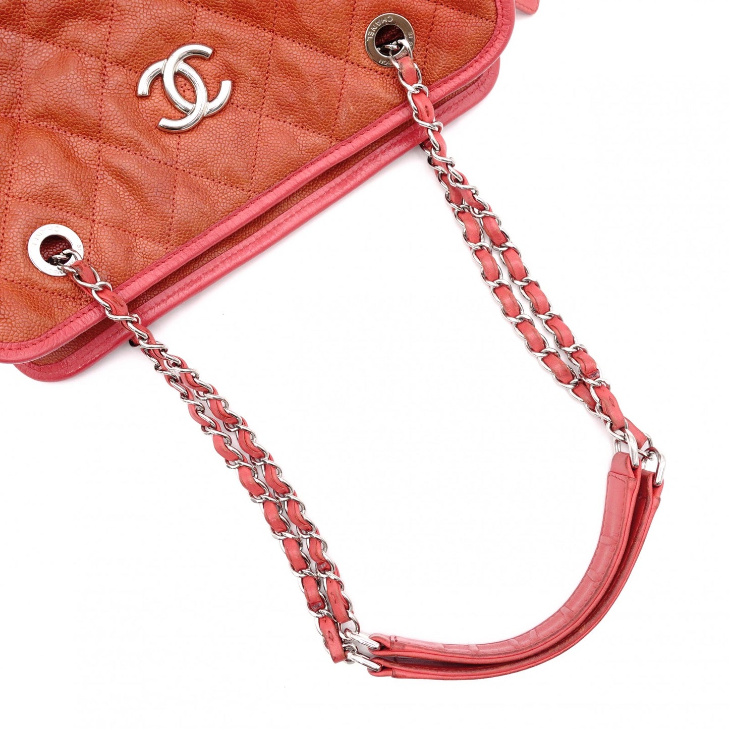 CHANEL Caviar Skin French Riviera Matelassé Shoulder Bag, Leather, Red