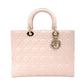 Christian Dior Lady Dior Cannage Handbag Pink Leather Gold Hardware R8020280