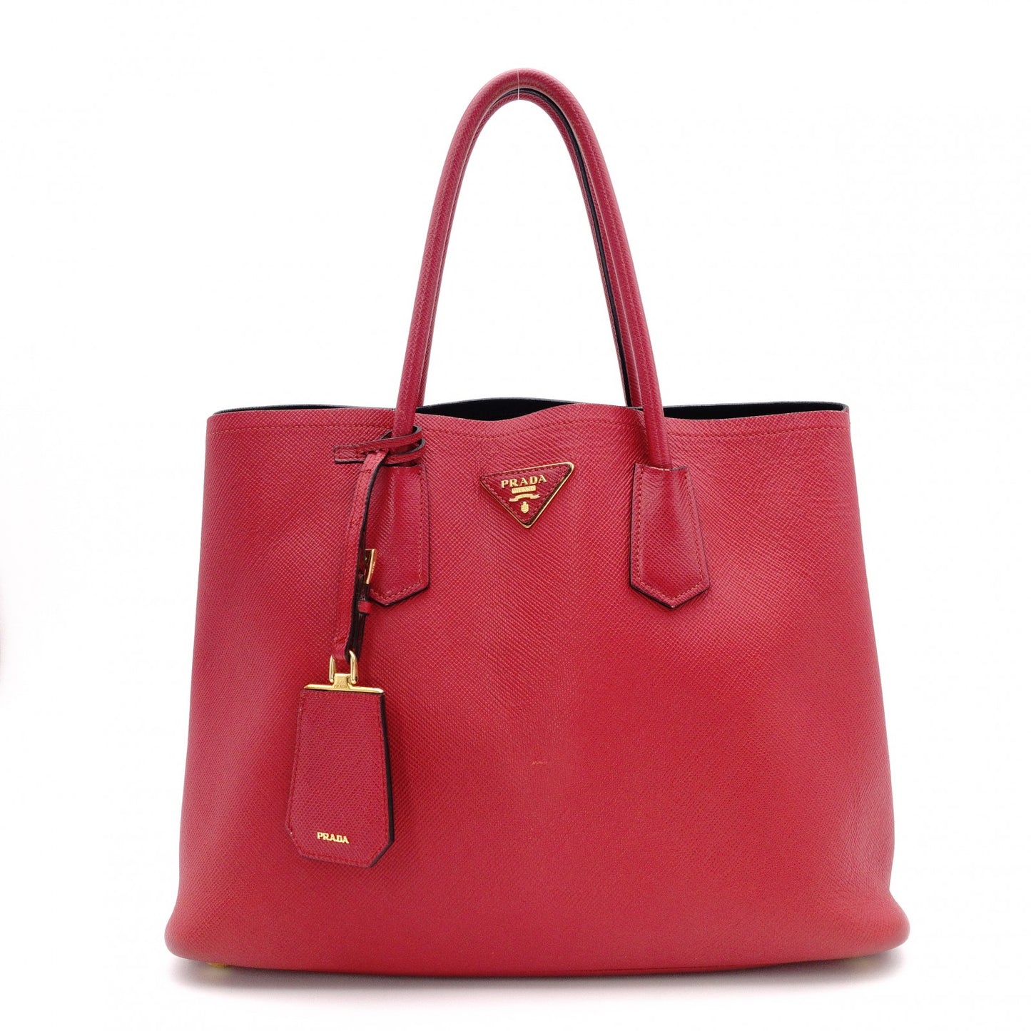PRADA Saffiano Leather Tote Bag, Red Leather with Gold Hardware