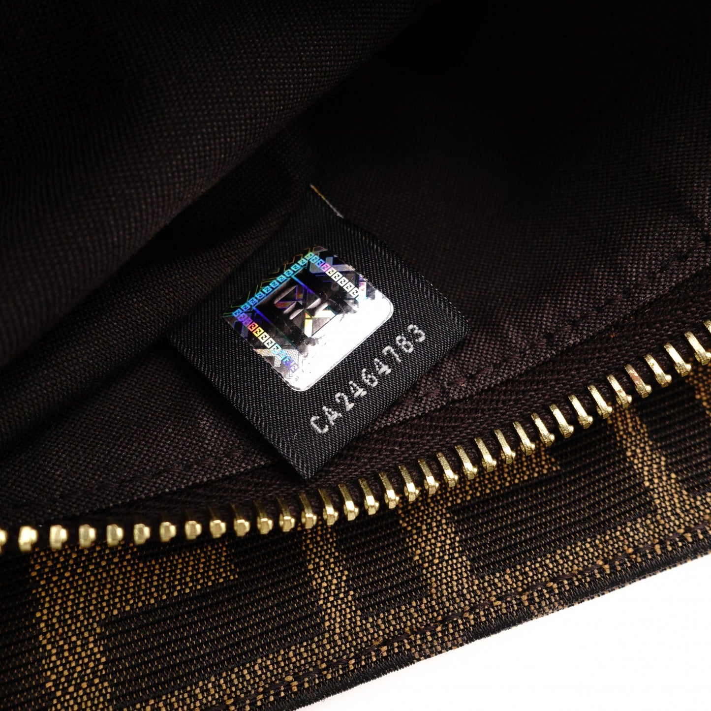 FENDI Mia Chain Bag Zucca Tote Bag, Canvas/Leather, Brown Tones, Gold Hardware
