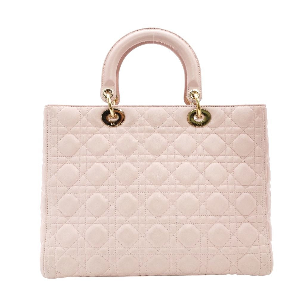Christian Dior Lady Dior Cannage Handbag Pink Leather Gold Hardware R8020280