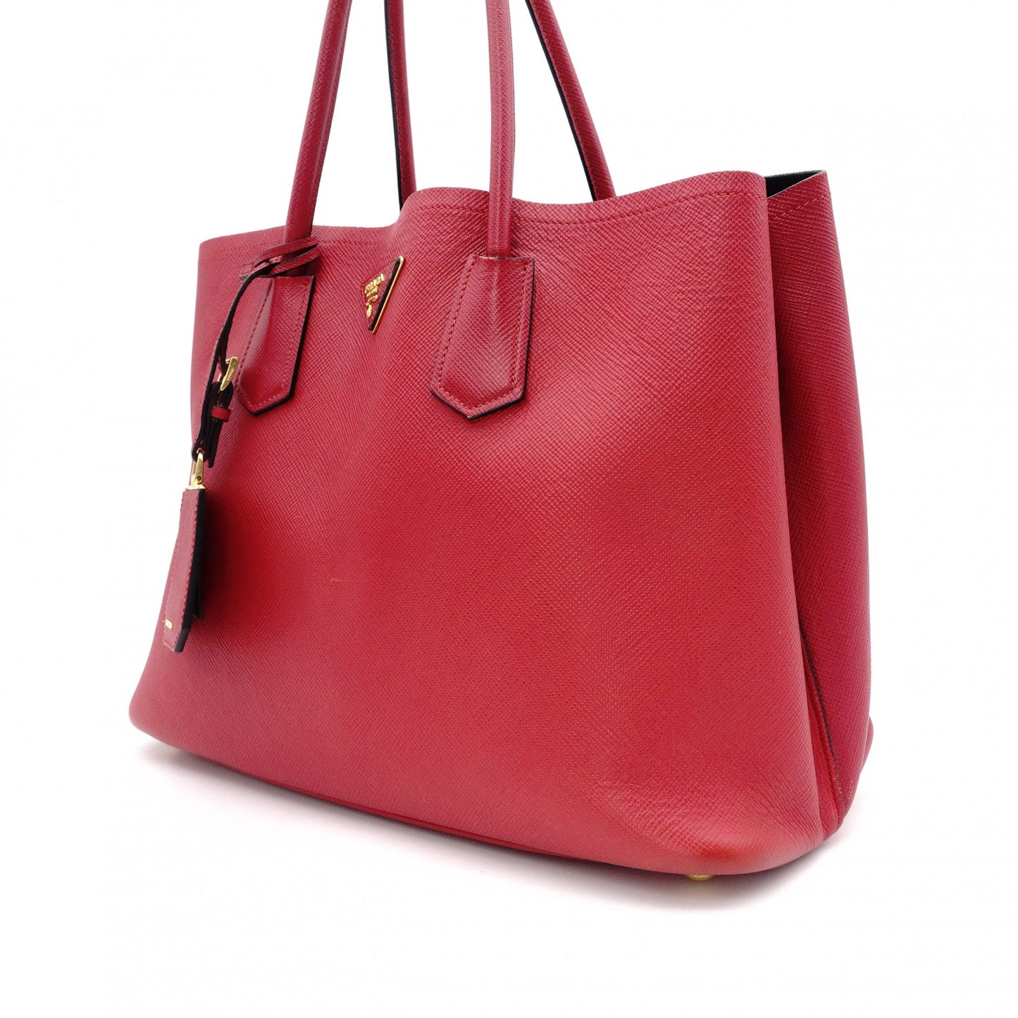PRADA Saffiano Leather Tote Bag, Red Leather with Gold Hardware