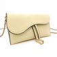 Christian Dior Saddle Shoulder Bag, Leather, Yellow, Women's, Crossbody, Gold Hardware