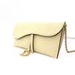 Christian Dior Saddle Shoulder Bag, Leather, Yellow, Women's, Crossbody, Gold Hardware