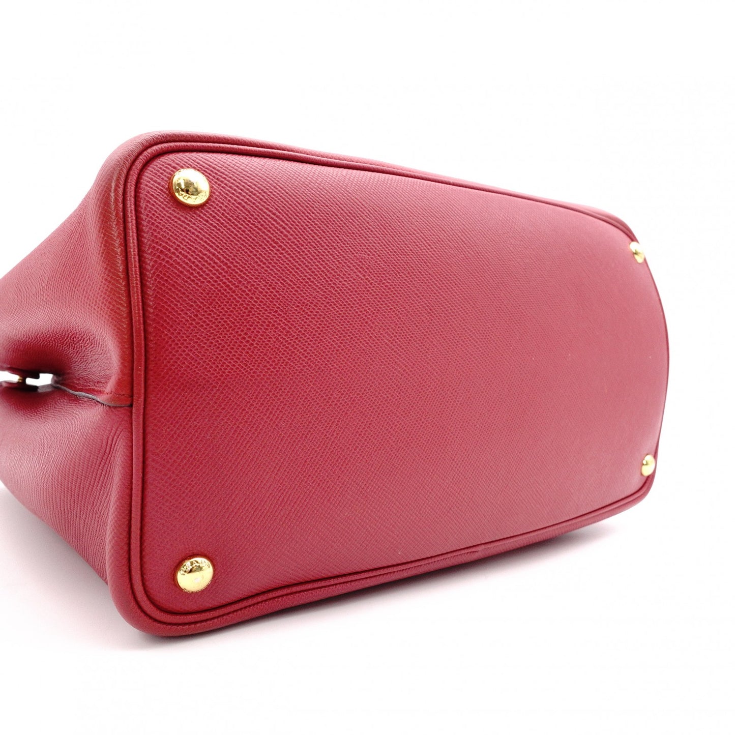 PRADA Saffiano Leather Tote Bag, Red Leather with Gold Hardware