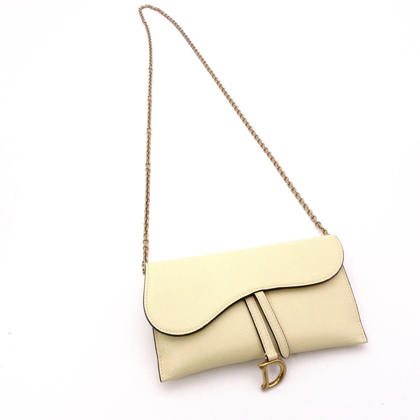 Christian Dior Saddle Shoulder Bag, Leather, Yellow, Women's, Crossbody, Gold Hardware