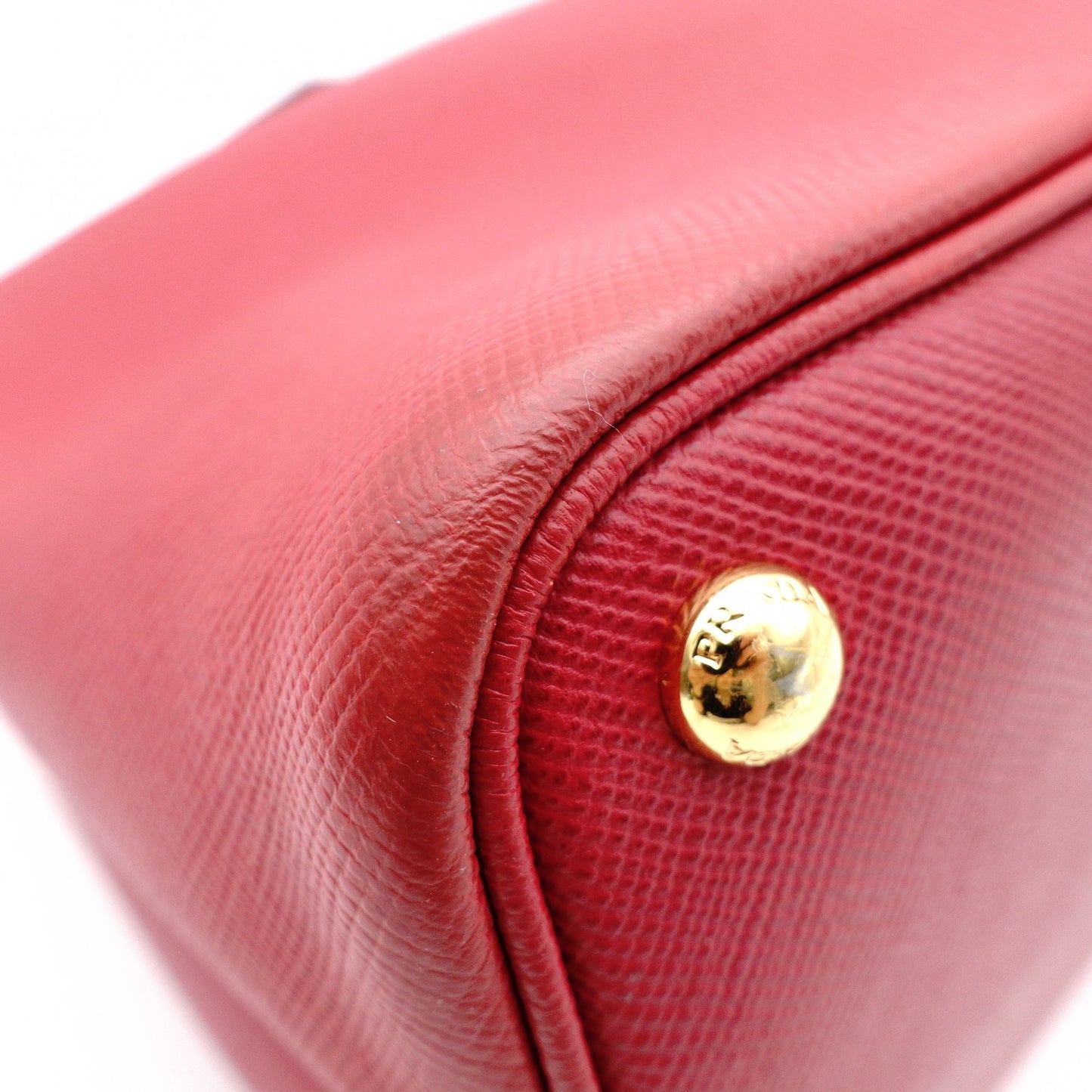 PRADA Saffiano Leather Tote Bag, Red Leather with Gold Hardware