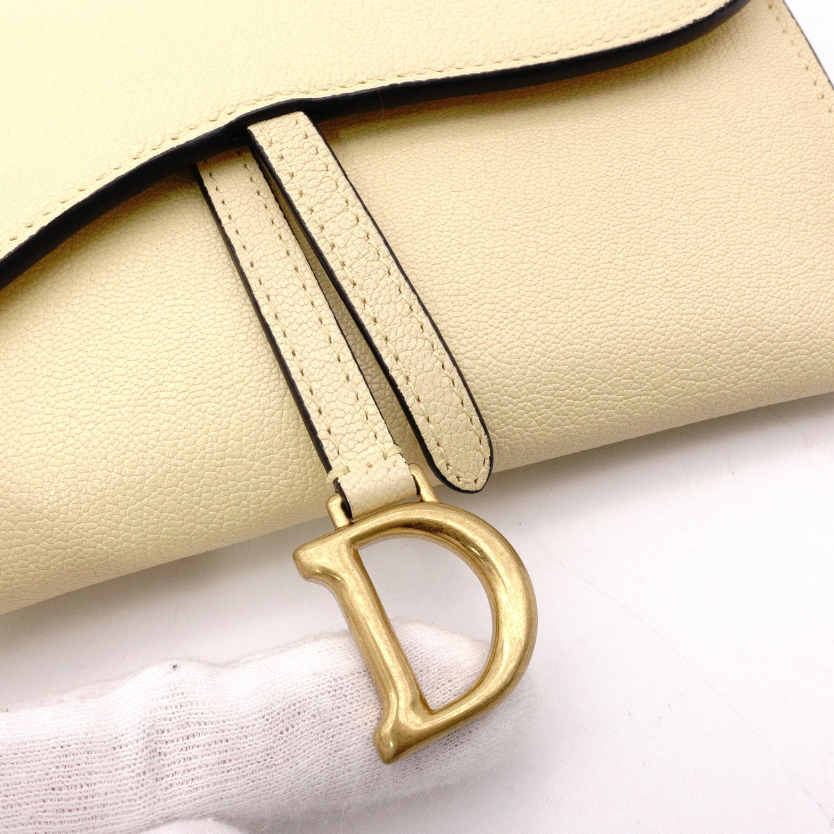 Christian Dior Saddle Shoulder Bag, Leather, Yellow, Women's, Crossbody, Gold Hardware