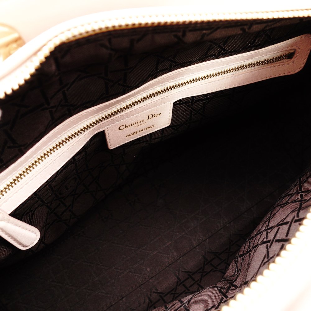 Christian Dior Lady Dior Cannage Handbag Pink Leather Gold Hardware R8020280