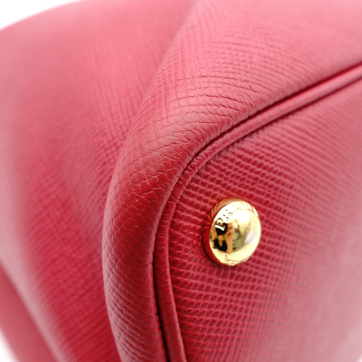PRADA Saffiano Leather Tote Bag, Red Leather with Gold Hardware