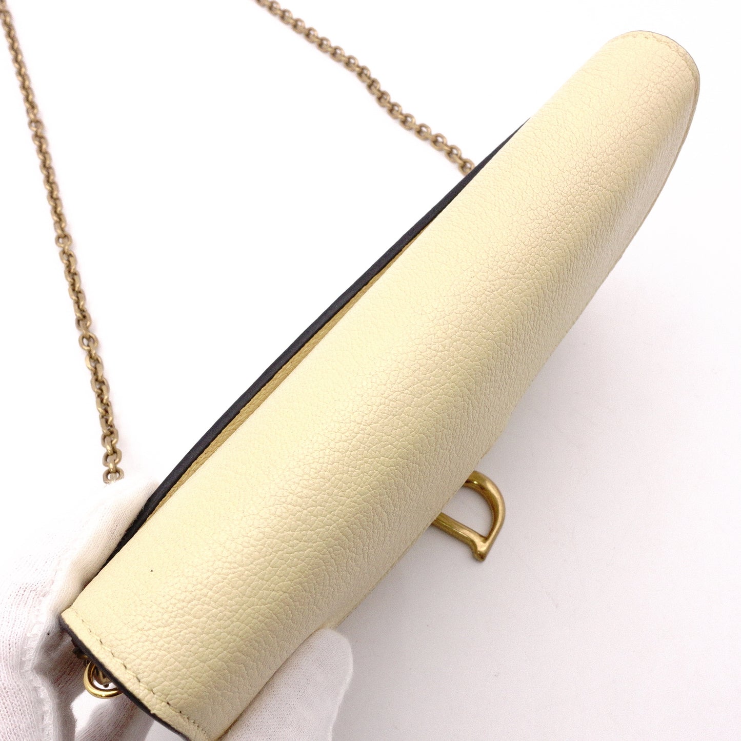 Christian Dior Saddle Shoulder Bag, Leather, Yellow, Women's, Crossbody, Gold Hardware