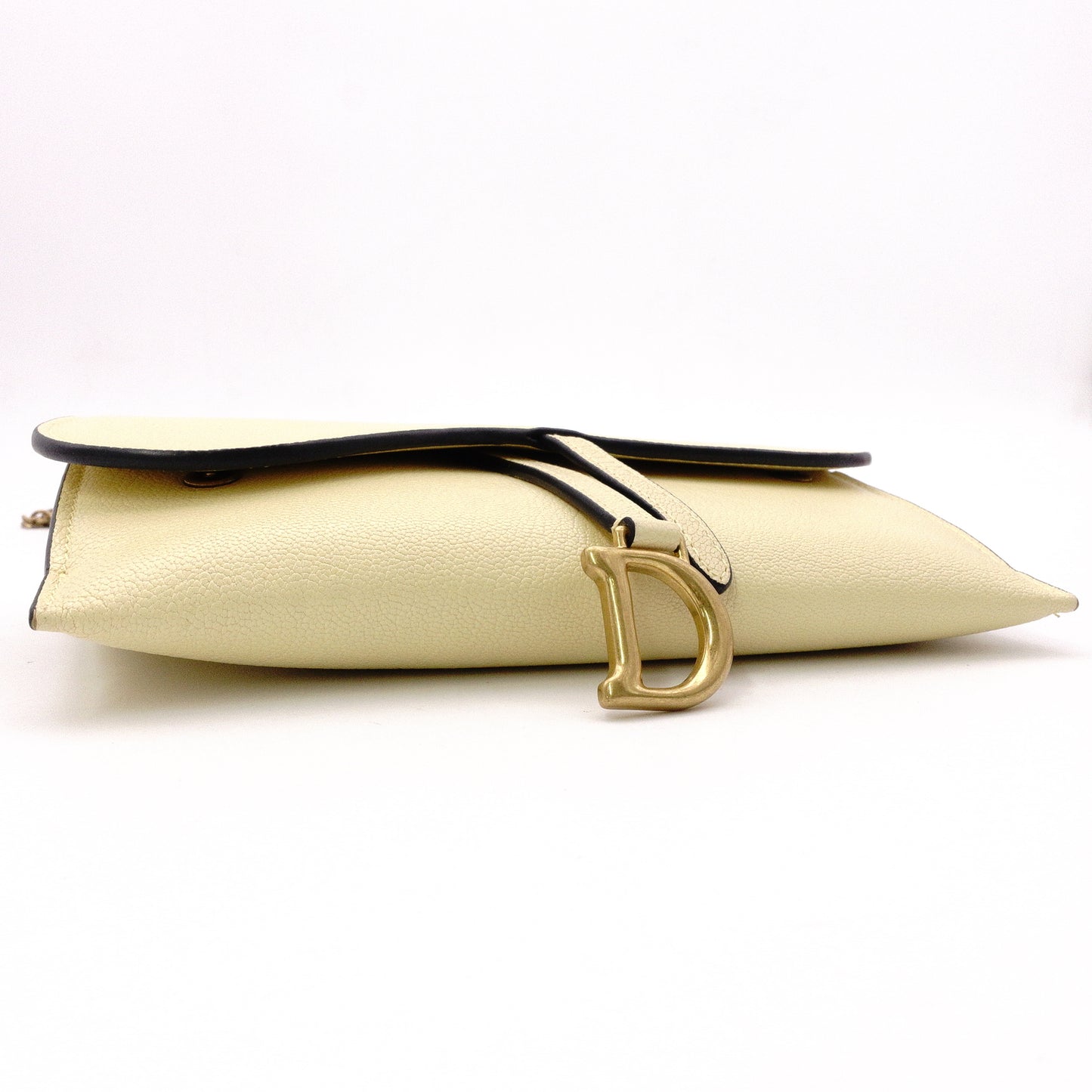 Christian Dior Saddle Shoulder Bag, Leather, Yellow, Women's, Crossbody, Gold Hardware