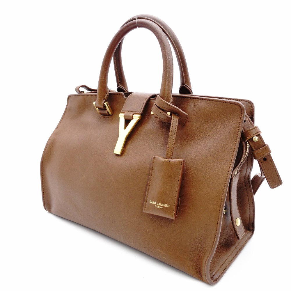 Saint Laurent Y-Line Petit Cabas 2-Way Handbag Brown Shoulder R8020314
