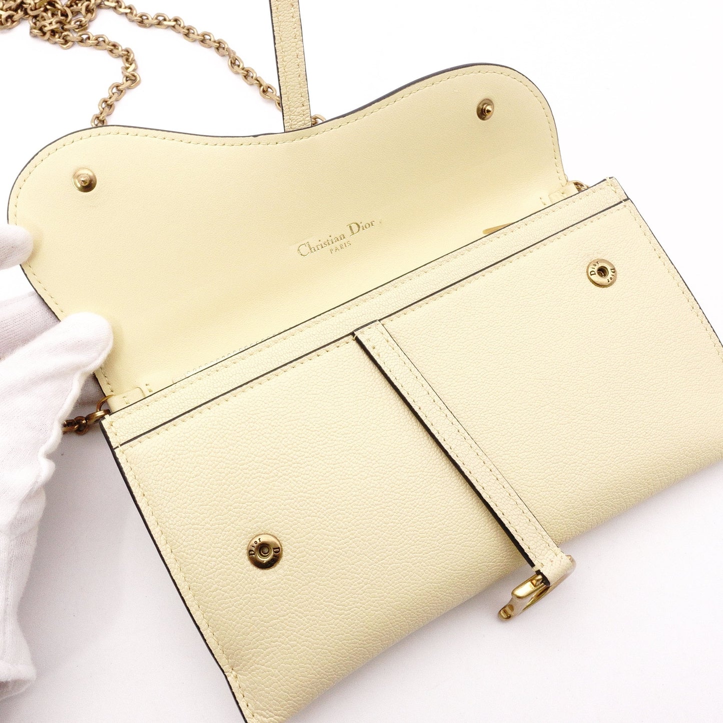 Christian Dior Saddle Shoulder Bag, Leather, Yellow, Women's, Crossbody, Gold Hardware