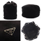 PRADA Saffiano Nylon Drawstring Pouch Black Triangle Logo Black Cosmetic Pouch Small Item Case 7-9-628