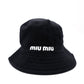 MIUMIU Bucket Hat Black Canvas Black Logo Size M R8020106