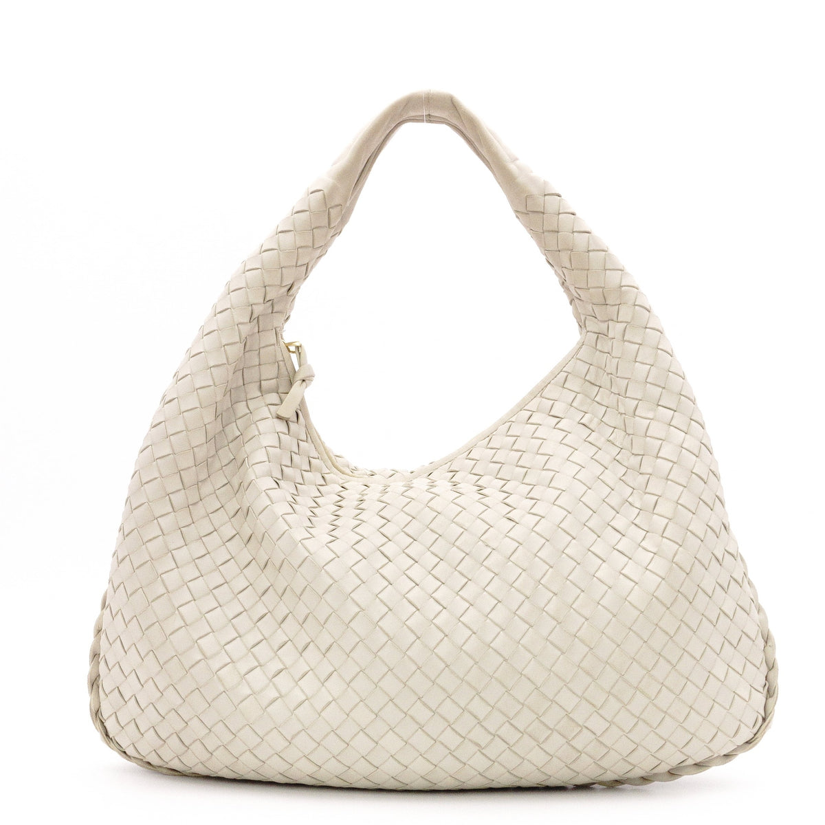 Bottega Veneta Hobo Intrecciato Shoulder Bag, Leather, Off-White, Women's