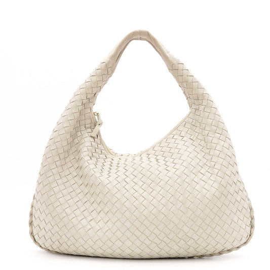 Bottega Veneta Hobo Intrecciato Shoulder Bag, Leather, Off-White, Women's