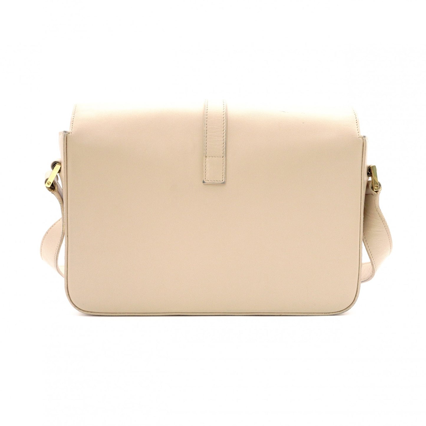 SAINT LAURENT Le Sancasset Shoulder Bag, Leather, Beige, Crossbody, YSL, Gold Hardware