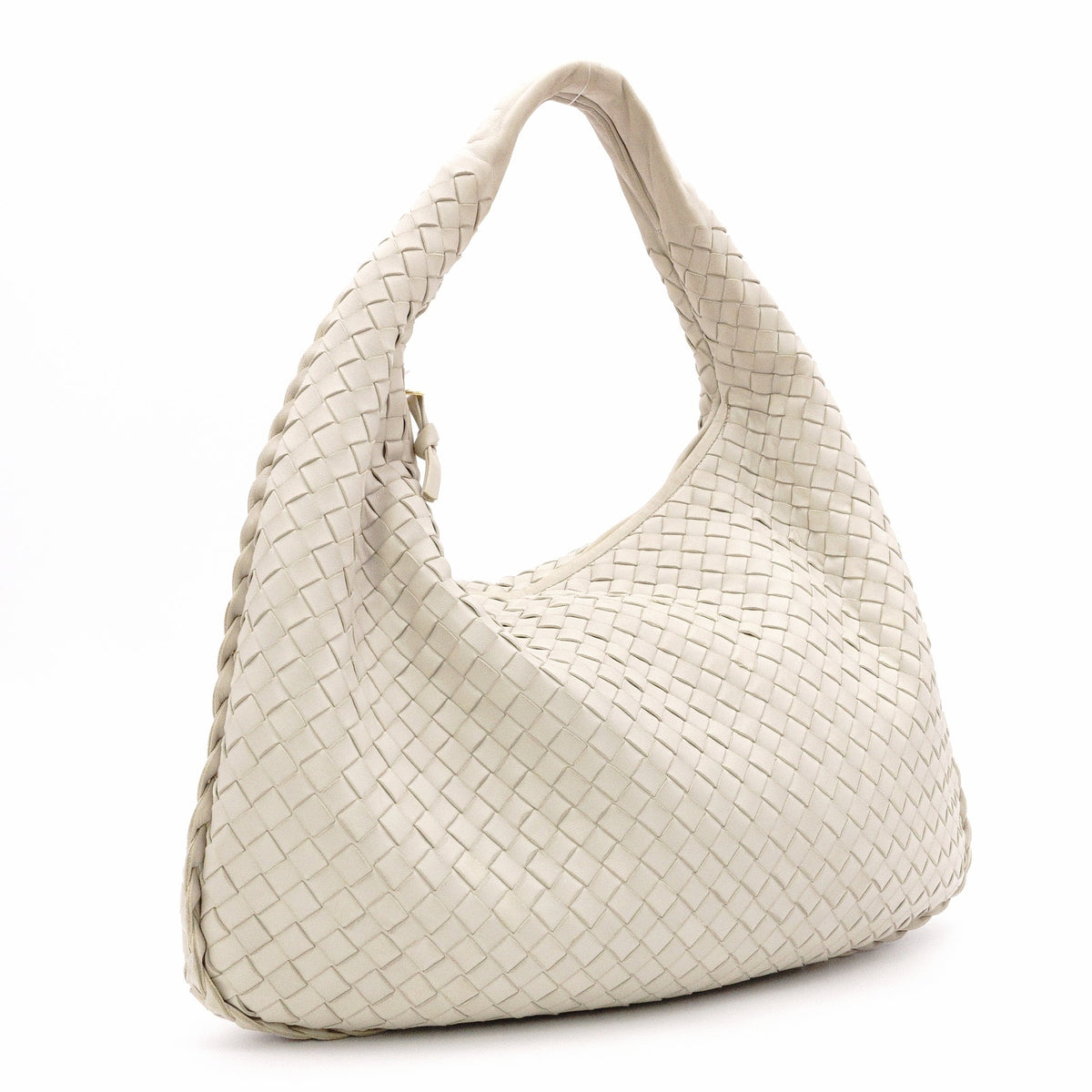 Bottega Veneta Hobo Intrecciato Shoulder Bag, Leather, Off-White, Women's