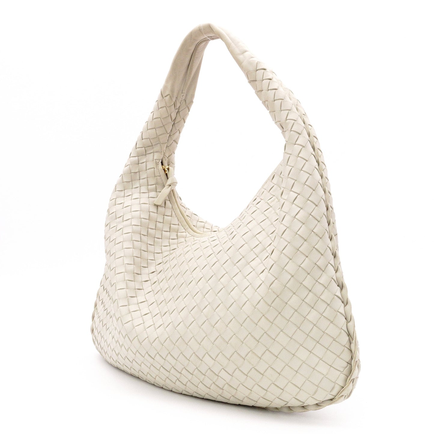 Bottega Veneta Hobo Intrecciato Shoulder Bag, Leather, Off-White, Women's